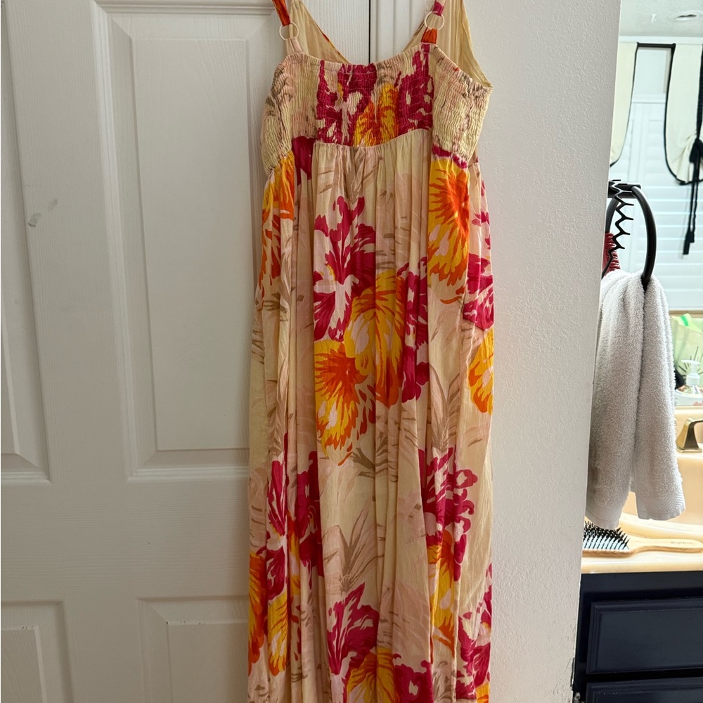Cream Floral Maxi Dress with Pink & Yellow Blooms - Picture 6 of 6
